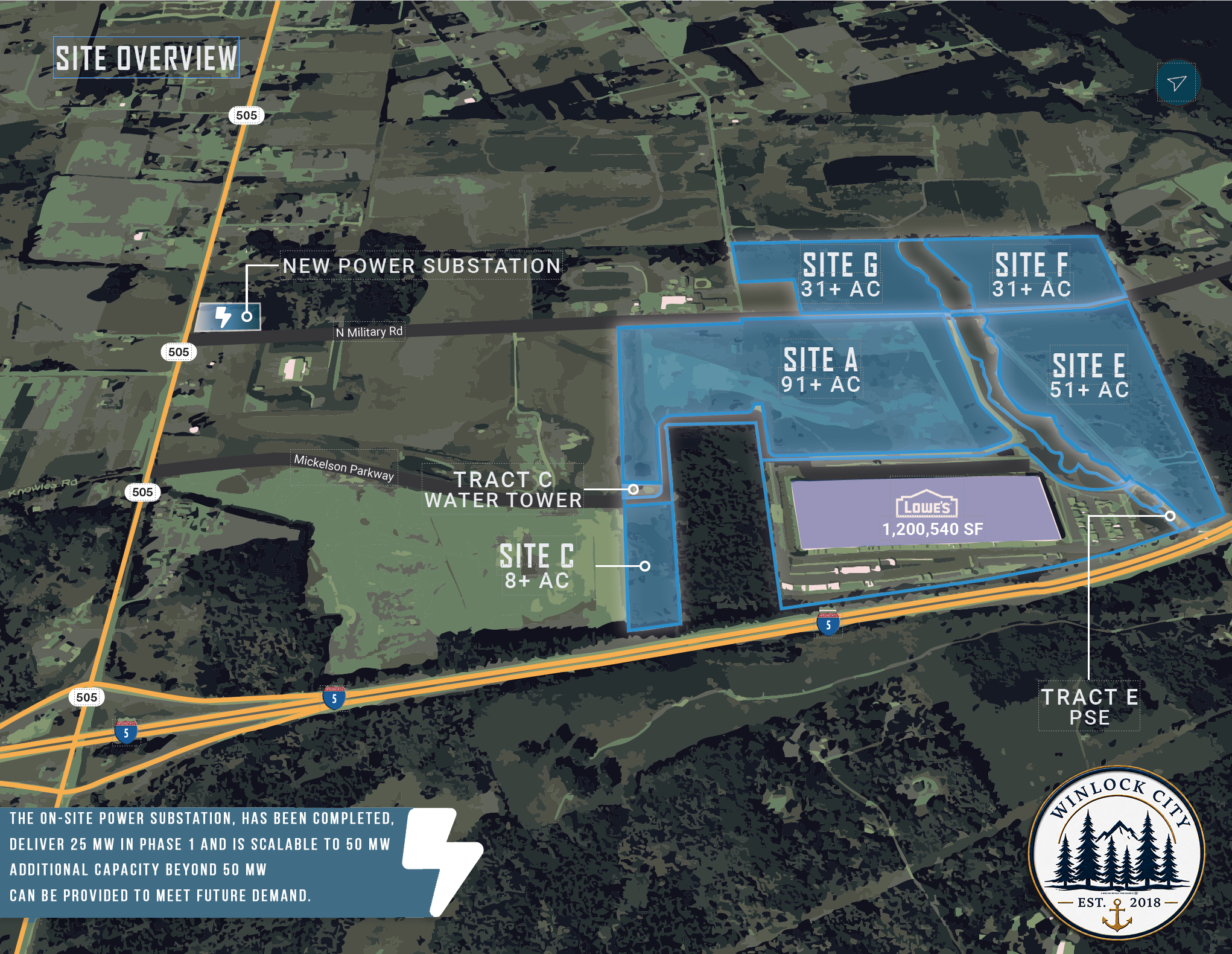 Winlock power substation and Winlock Industrial Park site plan